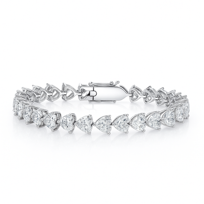 15ct Lab-Grown Heart Diamond Tennis Bracelet in White Gold