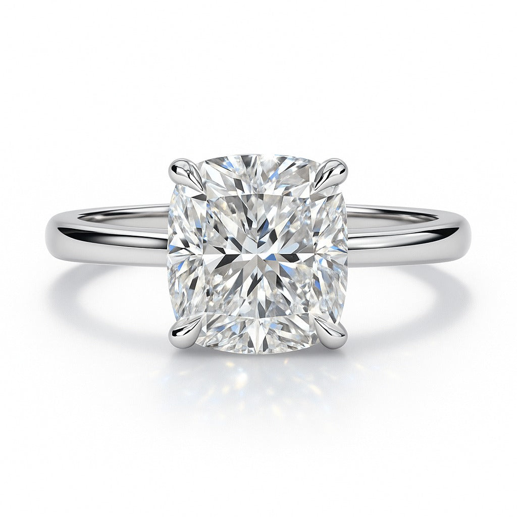1 Carat Cushion Cut Lab-Grown Diamond Solitaire Engagement Ring 18K White Gold