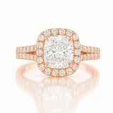 1 Carat Cushion Cut Lab-Grown Halo Engagement Ring 18k White Gold