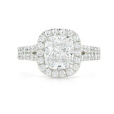 1 Carat Cushion Cut Lab-Grown Halo Engagement Ring 18k White Gold