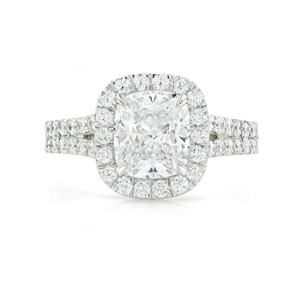 1 Carat Cushion Cut Lab-Grown Halo Engagement Ring 18k White Gold
