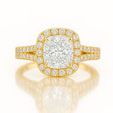 1 Carat Cushion Cut Lab-Grown Halo Engagement Ring 18k White Gold