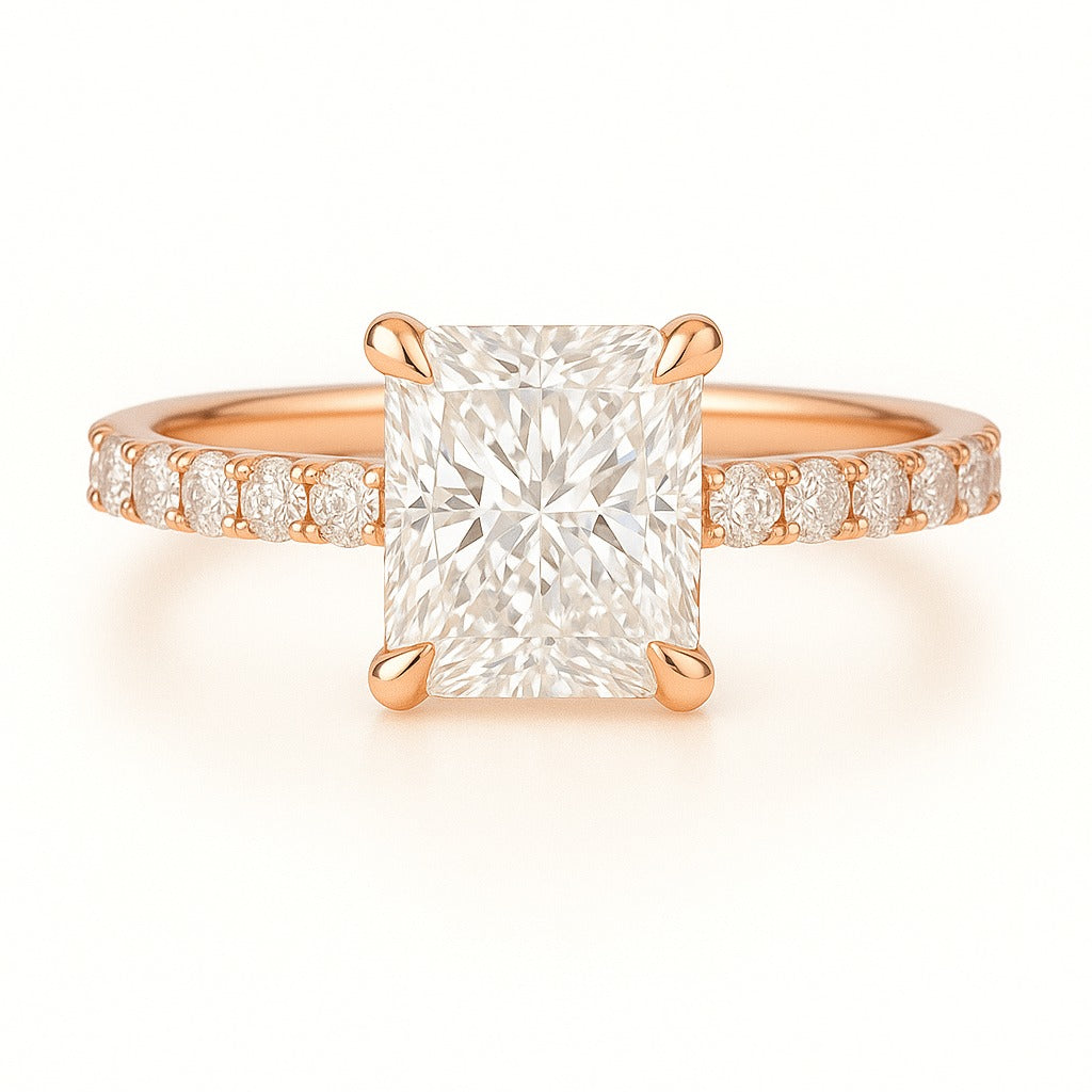1 Carat Lab-Grown Diamond Band Engagement Ring – Radiant Cut