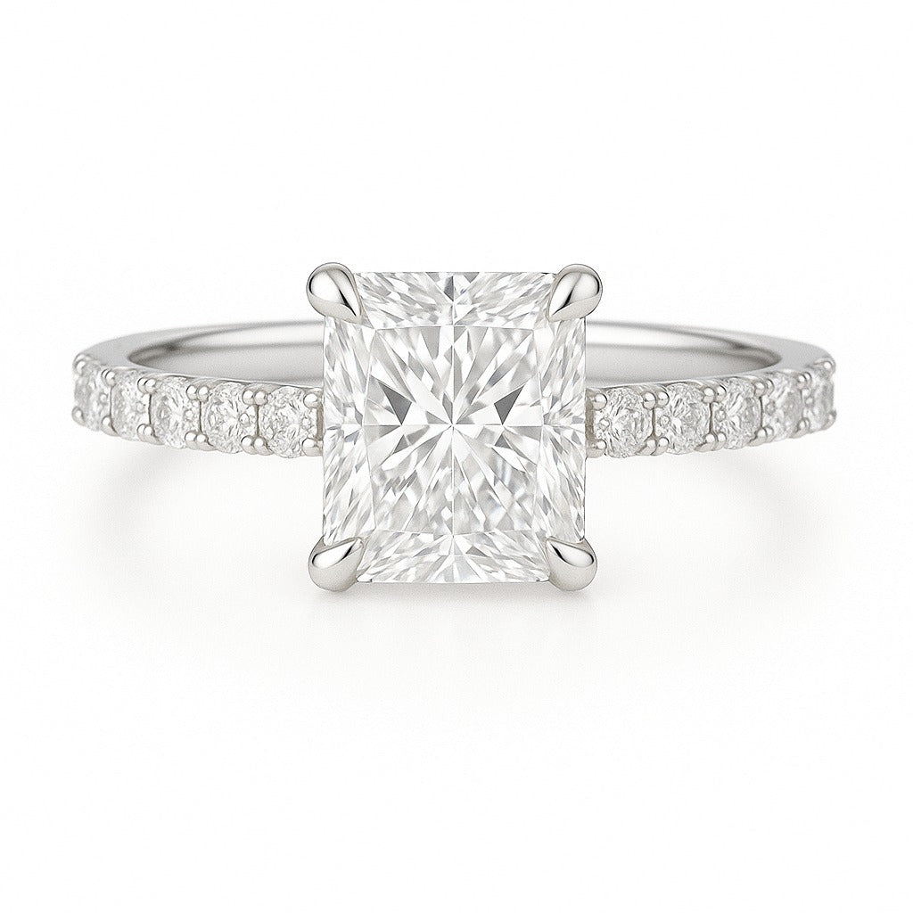 1 Carat Lab-Grown Diamond Band Engagement Ring – Radiant Cut