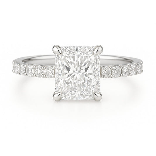 1 Carat Lab-Grown Diamond Band Engagement Ring – Radiant Cut