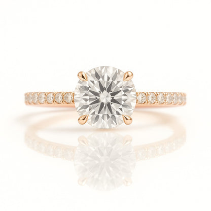 1 Carat Lab-Grown Diamond Engagement Ring with Band – Round Cut