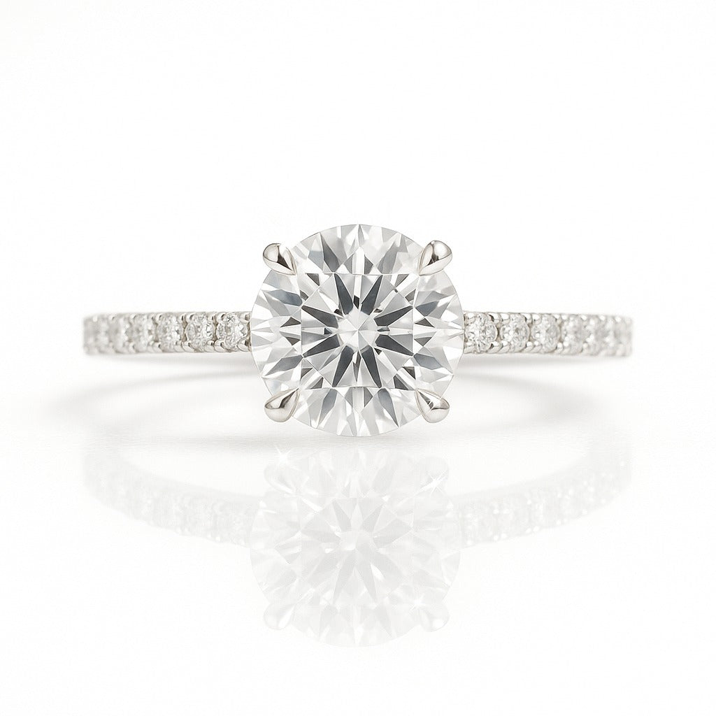 1 Carat Lab-Grown Diamond Engagement Ring with Band – Round Cut