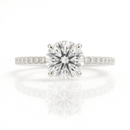 1 Carat Lab-Grown Diamond Engagement Ring with Band – Round Cut