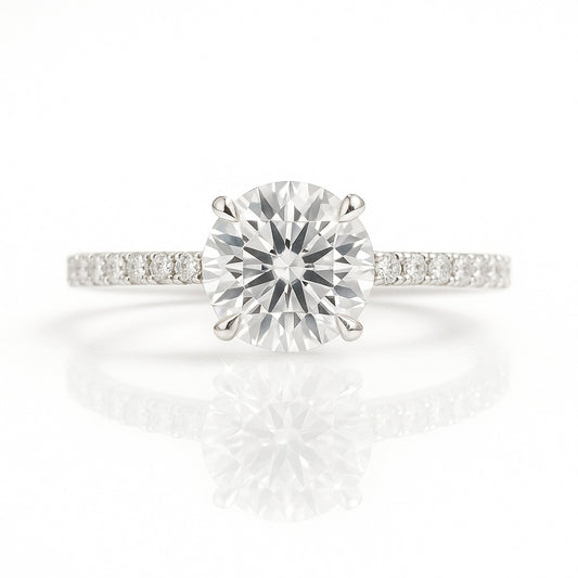 1 Carat Lab-Grown Diamond Engagement Ring with Band – Round Cut