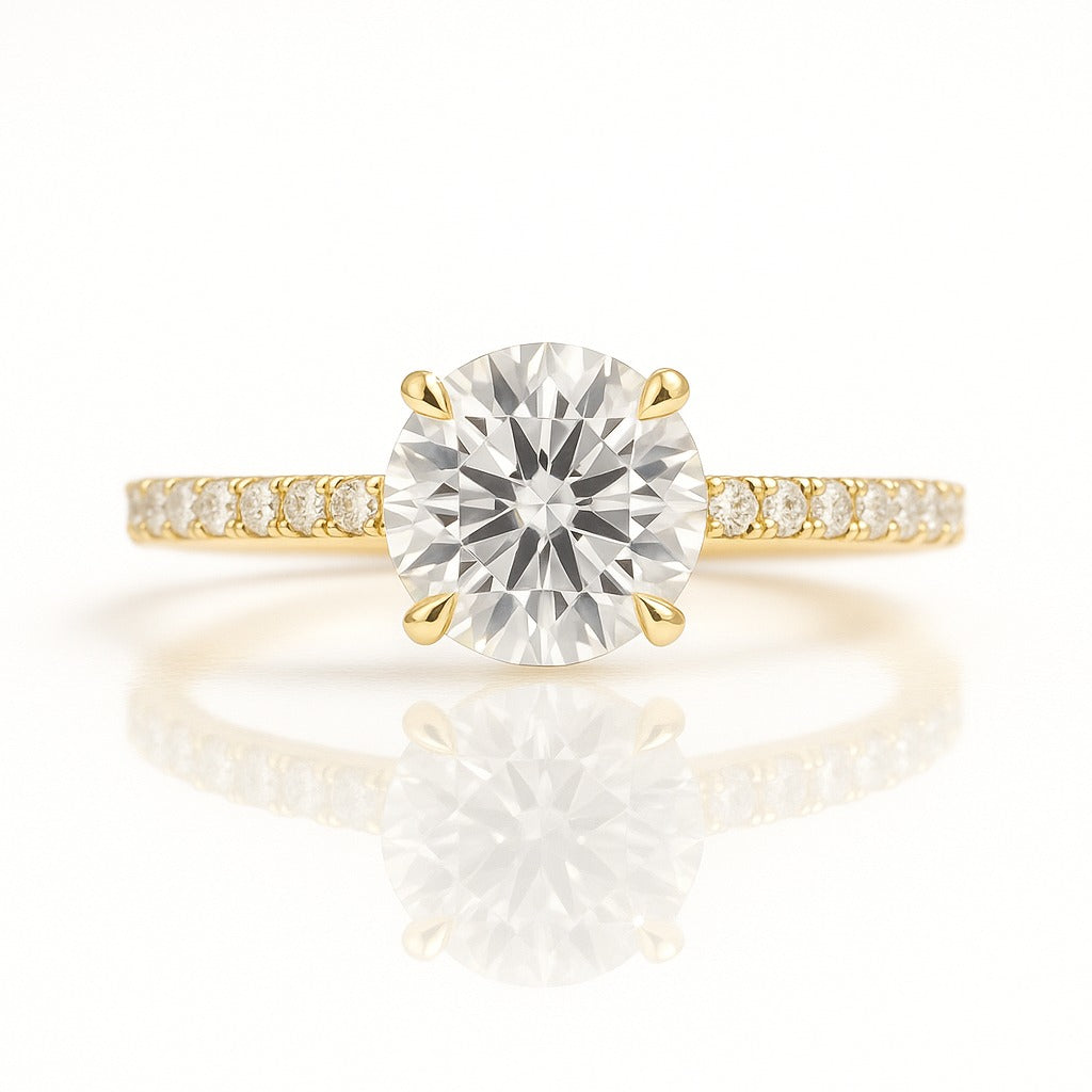 1 Carat Lab-Grown Diamond Engagement Ring with Band – Round Cut