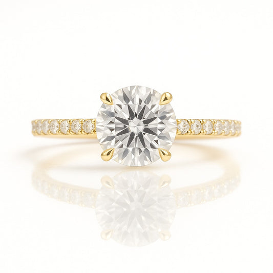 1 Carat Lab-Grown Diamond Engagement Ring with Band – Round Cut