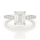 1 Carat Lab-Grown Emerald Cut Diamond Band Engagement Ring - 18k White Gold
