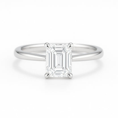 1 Carat Lab-Grown Emerald Cut Diamond Solitaire Engagement Ring in 18k White Gold