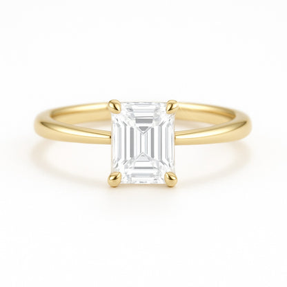 1 Carat Lab-Grown Emerald Cut Diamond Solitaire Engagement Ring in 18k White Gold