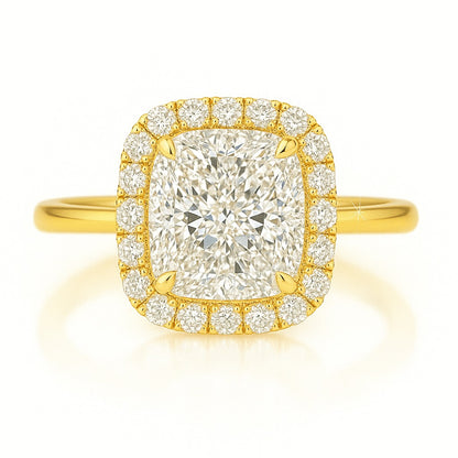 1 Carat Lab-Grown Halo Engagement Ring 18k White Gold – Radiant Cut Diamond