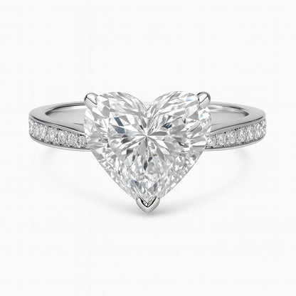 1 Carat Lab-Grown Heart Diamond Band Engagement Ring - 18k White Gold