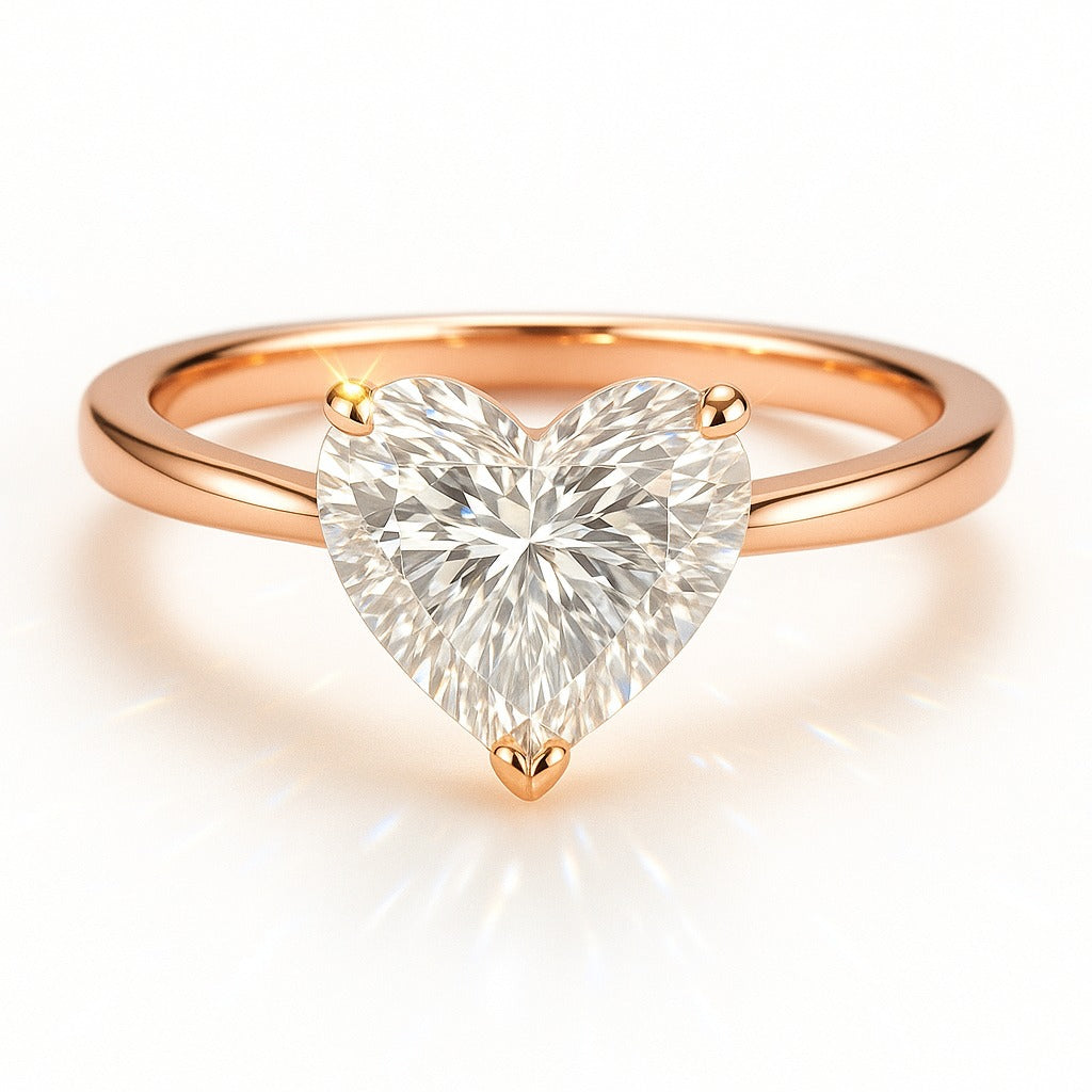 1 Carat Lab-Grown Heart Diamond Solitaire Engagement Ring - 18k White Gold