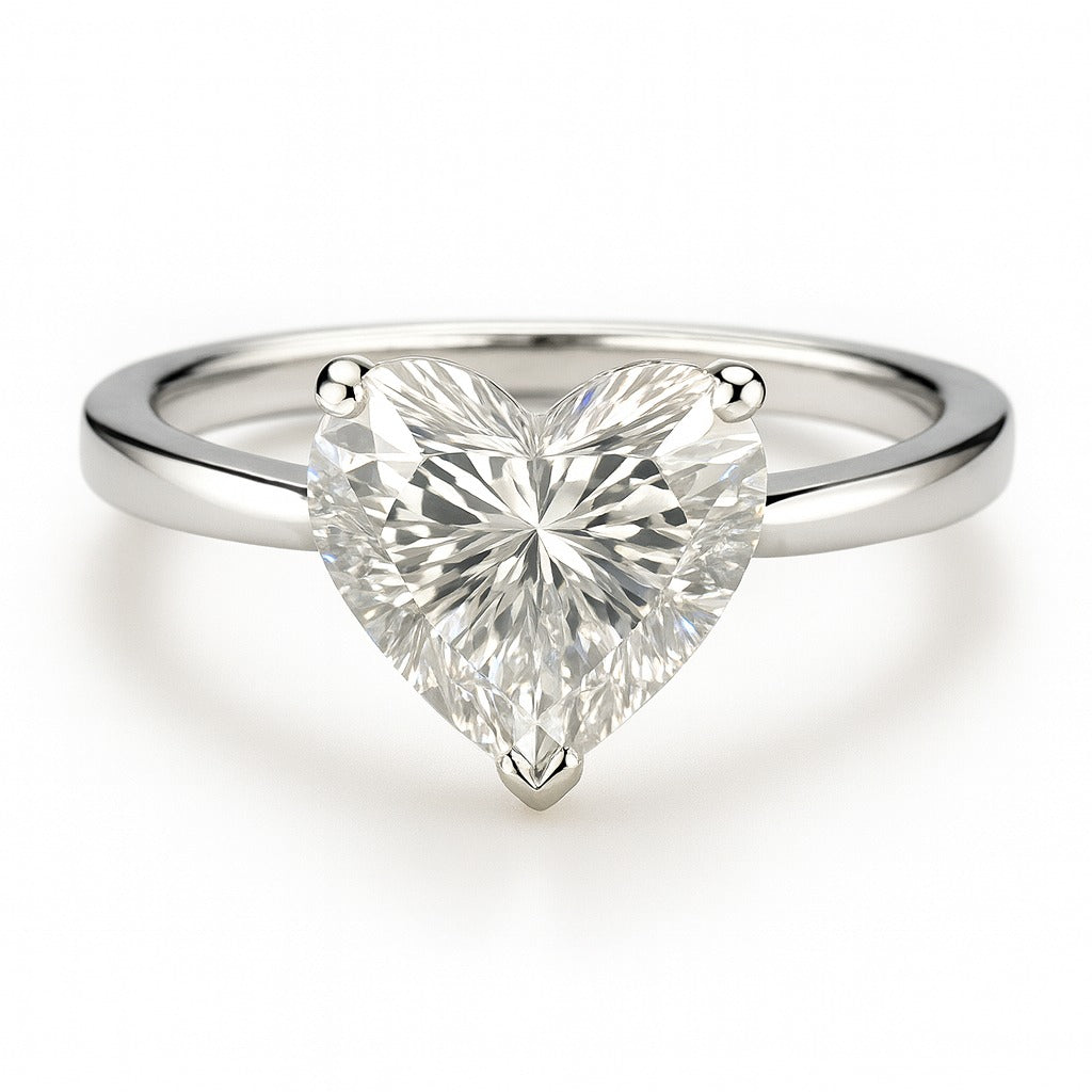 1 Carat Lab-Grown Heart Diamond Solitaire Engagement Ring - 18k White Gold