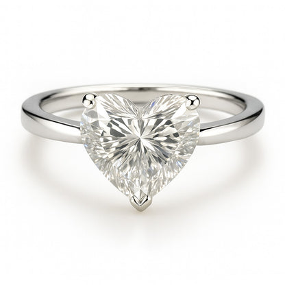 1 Carat Lab-Grown Heart Diamond Solitaire Engagement Ring - 18k White Gold