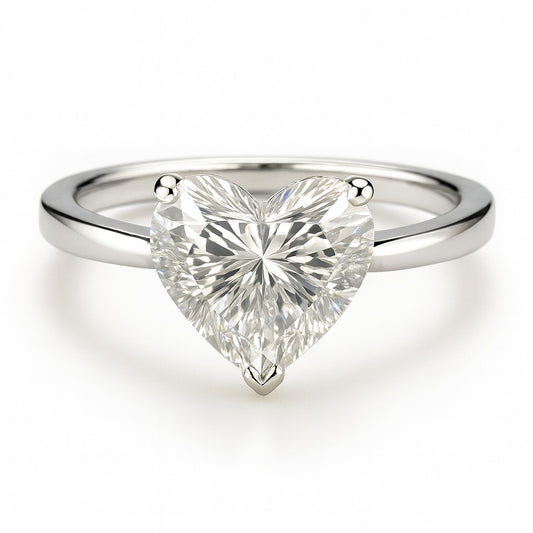 1 Carat Lab-Grown Heart Diamond Solitaire Engagement Ring - 18k White Gold