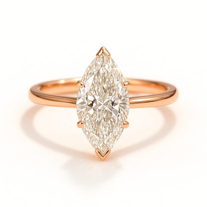 1 Carat Lab-Grown Marquise Diamond Solitaire Engagement Ring - 18k Yellow Gold
