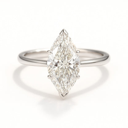 1 Carat Lab-Grown Marquise Diamond Solitaire Engagement Ring - 18k Yellow Gold
