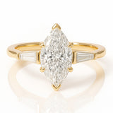 1 Carat Lab-Grown Marquise Diamond Trilogy Engagement Ring - 18k White Gold