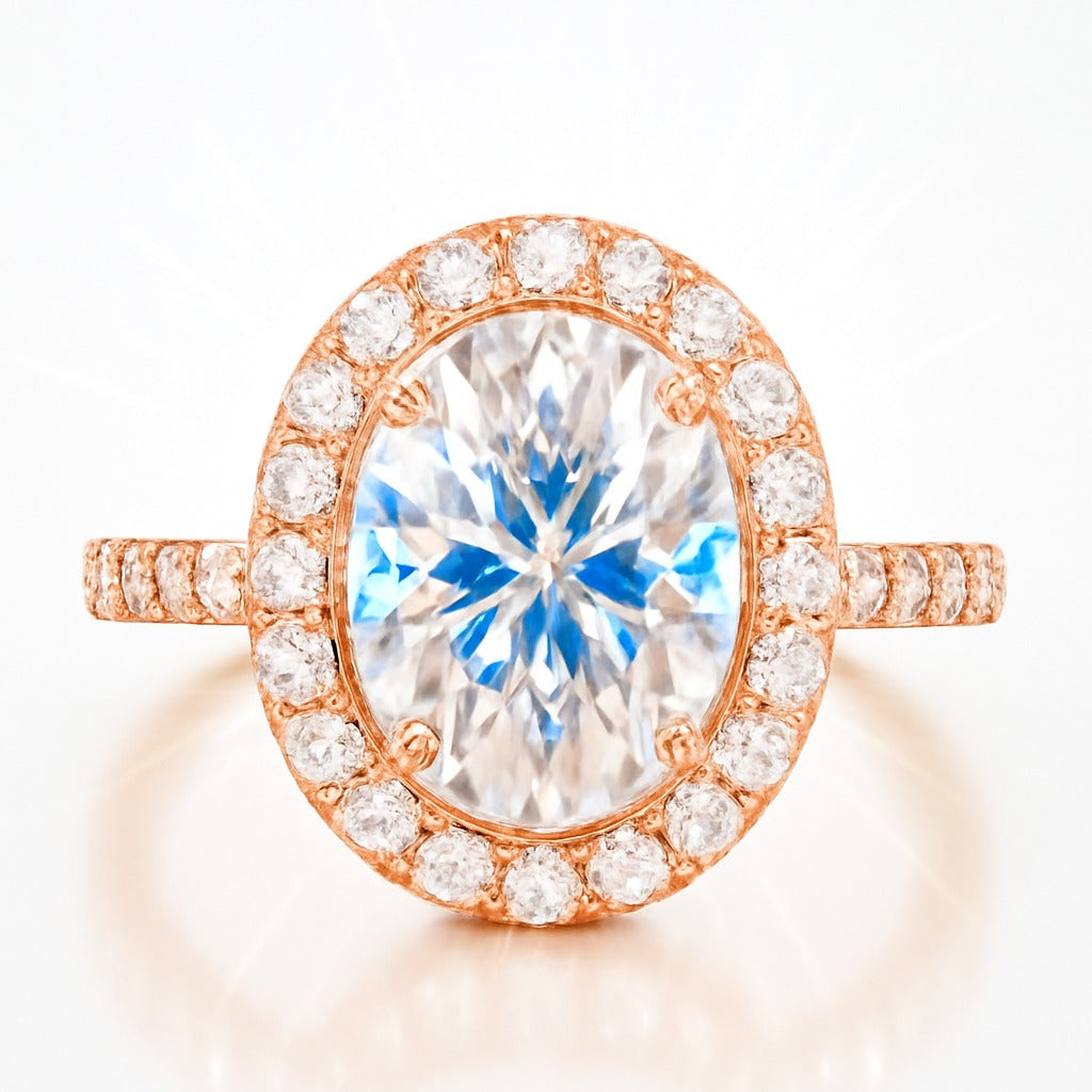 1 Carat Lab-Grown Oval Diamond Halo Engagement Ring