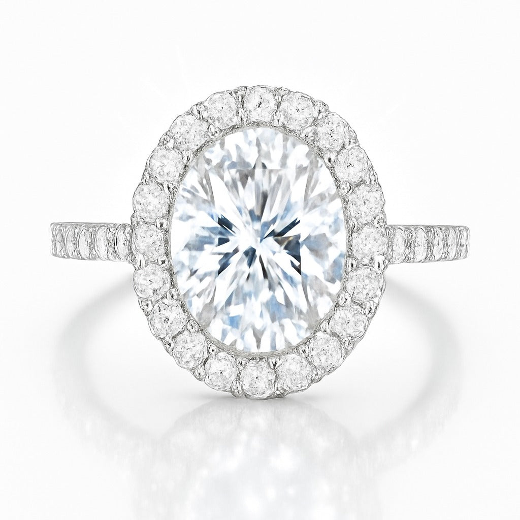 1 Carat Lab-Grown Oval Diamond Halo Engagement Ring