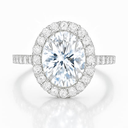 1 Carat Lab-Grown Oval Diamond Halo Engagement Ring