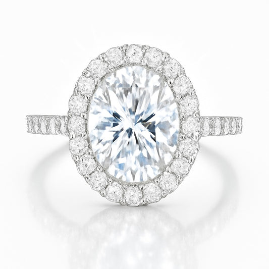 1 Carat Lab-Grown Oval Diamond Halo Engagement Ring