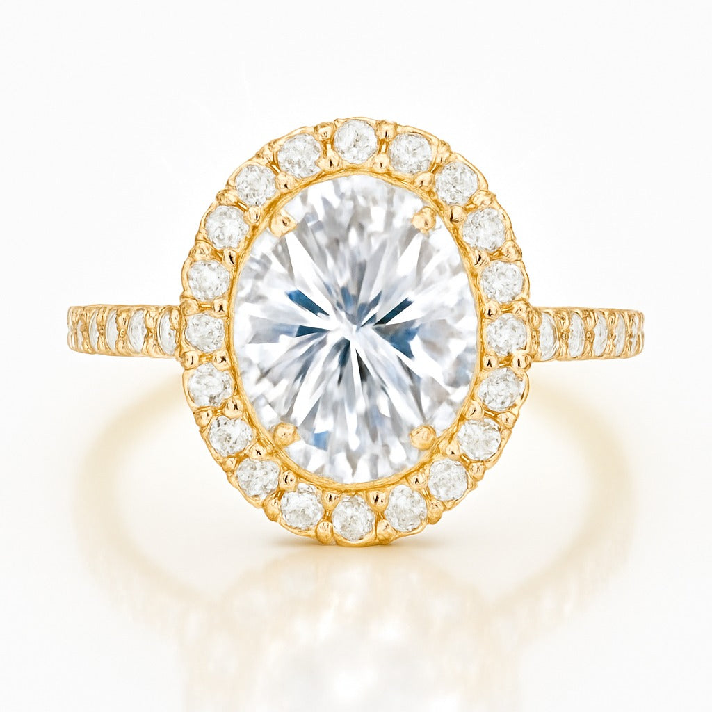 1 Carat Lab-Grown Oval Diamond Halo Engagement Ring