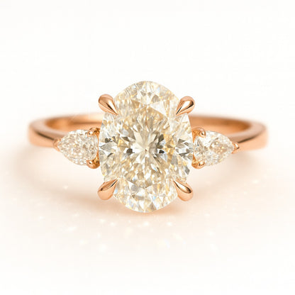 1 Carat Lab-Grown Oval Diamond Trilogy Engagement Ring