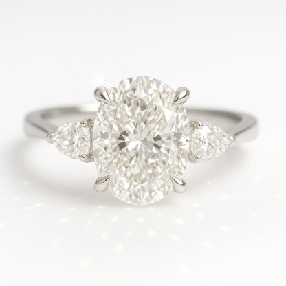 1 Carat Lab-Grown Oval Diamond Trilogy Engagement Ring