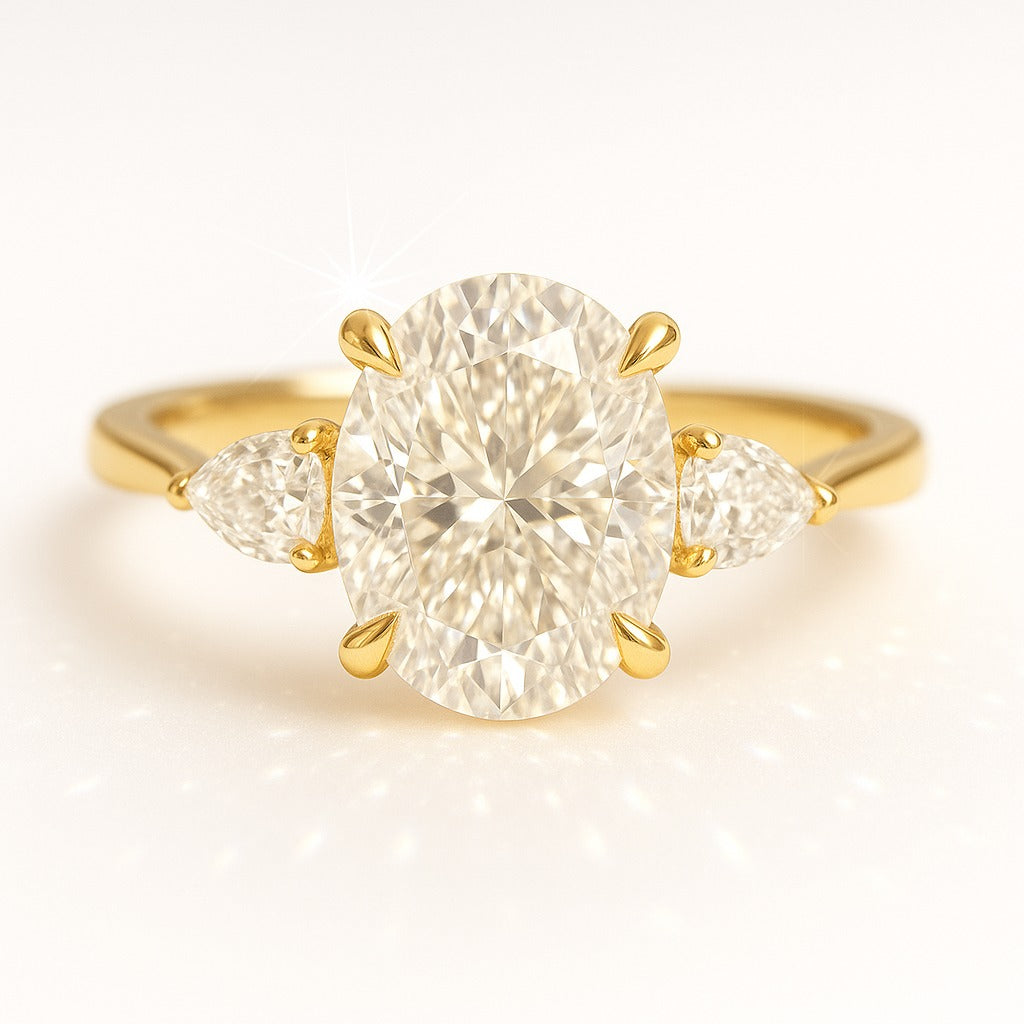 1 Carat Lab-Grown Oval Diamond Trilogy Engagement Ring