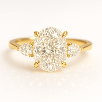 1 Carat Lab-Grown Oval Diamond Trilogy Engagement Ring