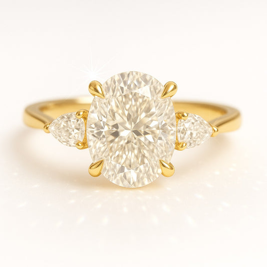 1 Carat Lab-Grown Oval Diamond Trilogy Engagement Ring