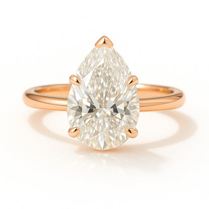 1 Carat Lab-Grown Pear Diamond Solitaire Engagement Ring - 18K Yellow Gold