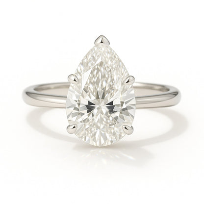 1 Carat Lab-Grown Pear Diamond Solitaire Engagement Ring - 18K Yellow Gold