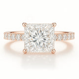 1 Carat Lab-Grown Princess Diamond Band Engagement Ring - 18k Yellow Gold