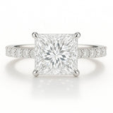 1 Carat Lab-Grown Princess Diamond Band Engagement Ring - 18k Yellow Gold