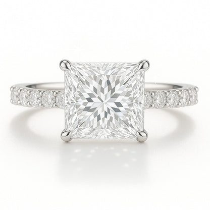 1 Carat Lab-Grown Princess Diamond Band Engagement Ring - 18k Yellow Gold