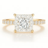 1 Carat Lab-Grown Princess Diamond Band Engagement Ring - 18k Yellow Gold
