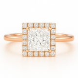 1 Carat Lab-Grown Princess Halo Engagement Ring - 18k White Gold