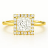 1 Carat Lab-Grown Princess Halo Engagement Ring - 18k White Gold