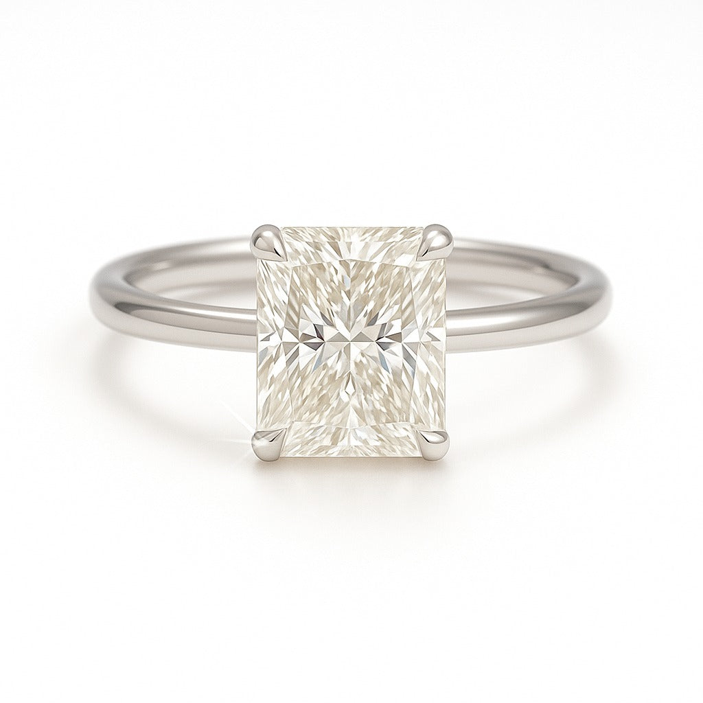 1 Carat Lab-Grown Radiant Diamond Solitaire Engagement Ring 18k Yellow Gold