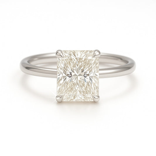 1 Carat Lab-Grown Radiant Diamond Solitaire Engagement Ring 18k Yellow Gold