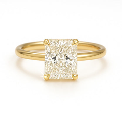 1 Carat Lab-Grown Radiant Diamond Solitaire Engagement Ring 18k Yellow Gold