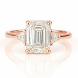 1 Carat Lab-Grown Trilogy Engagement Ring 18k Yellow Gold – Emerald Cut Diamond