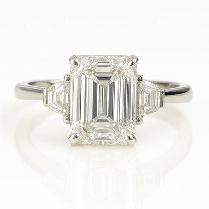 1 Carat Lab-Grown Trilogy Engagement Ring 18k Yellow Gold – Emerald Cut Diamond
